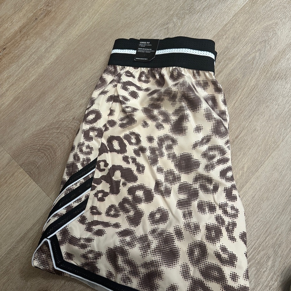 Adidas Beige and Black Leopard shorts